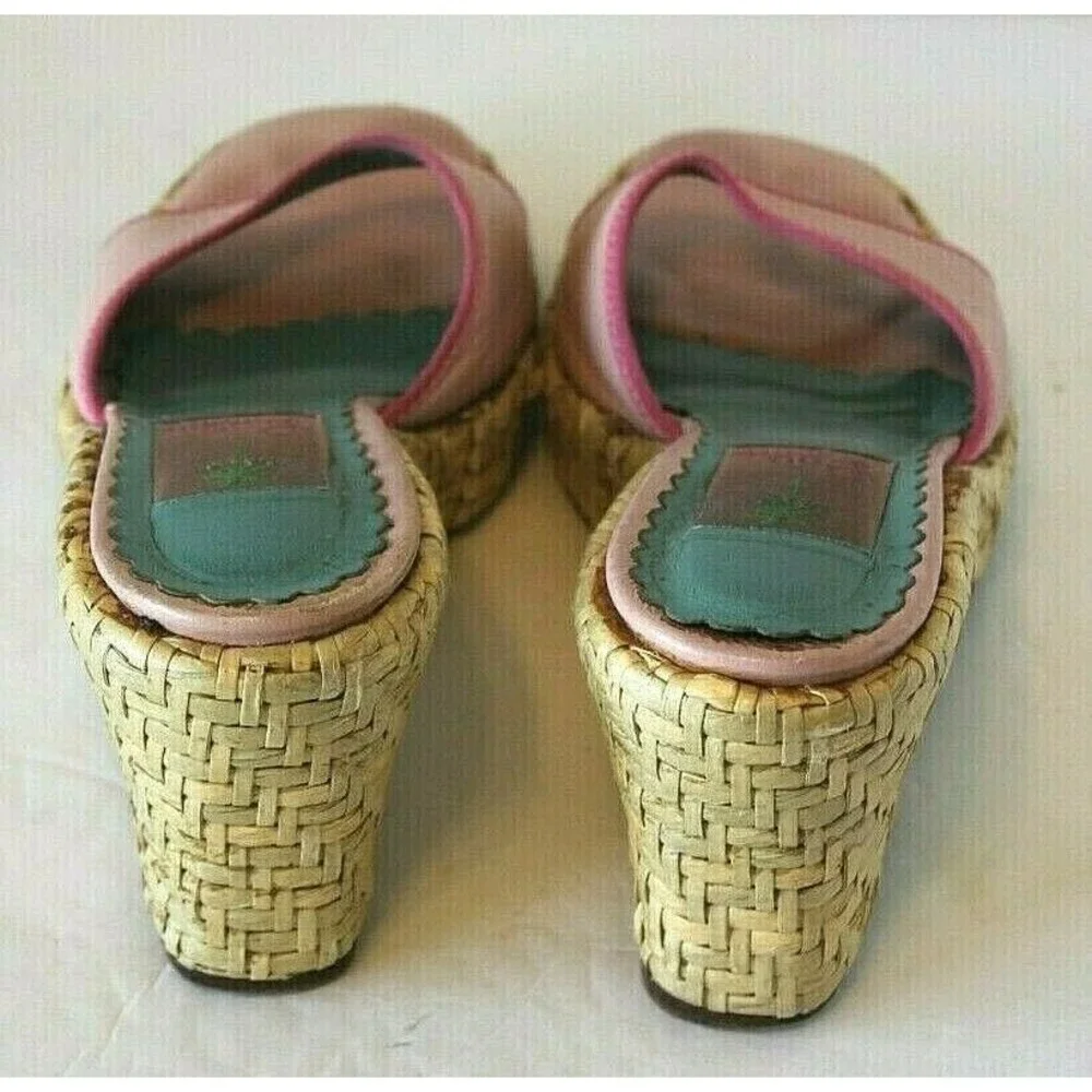 Lilly Pulitzer Espadrilles Italian Pink Slides Wedge Shoes Sandal Womens 8.5